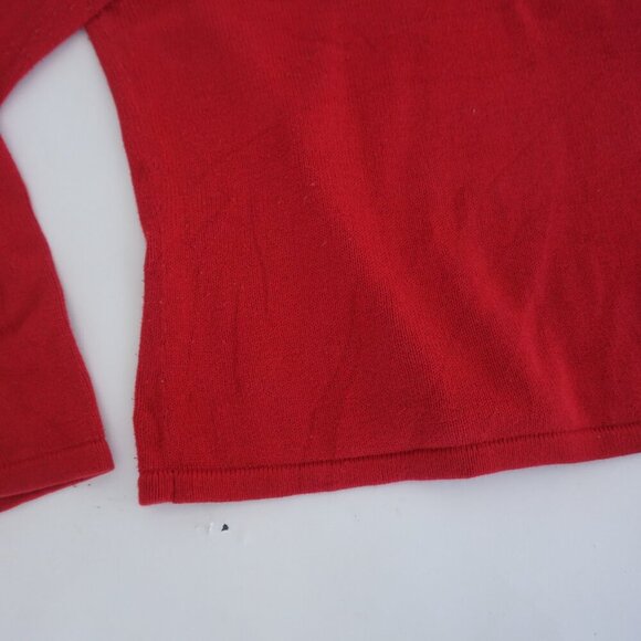 Vintage Liz Claiborne Red Green Embroidered Christmas Ornaments Knit Crewneck L - Picture 7 of 10